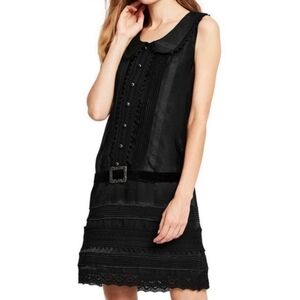 Anna Sui for Target Black Belted drop Waist Silky Lace details Dress Size 11.